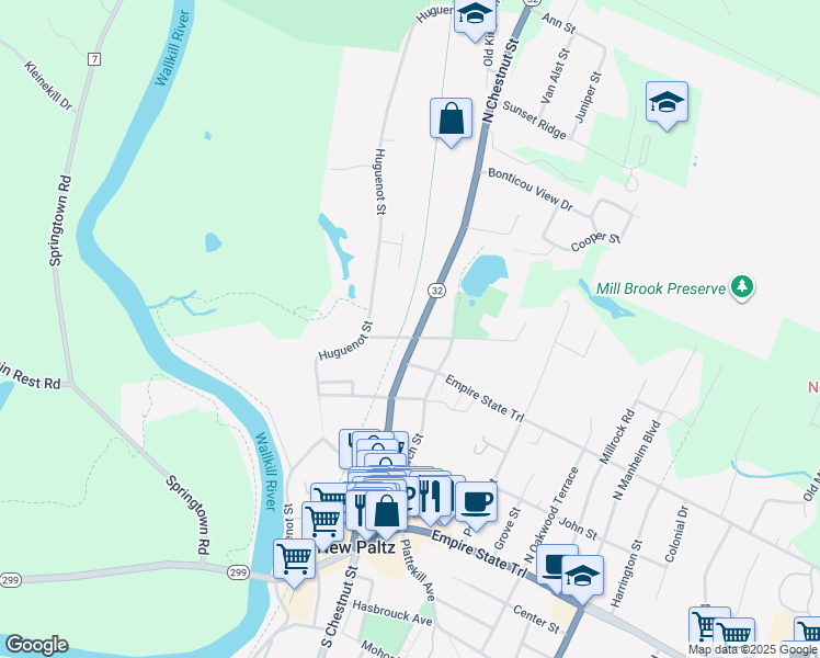 map of restaurants, bars, coffee shops, grocery stores, and more near 87 North Chestnut Street in New Paltz