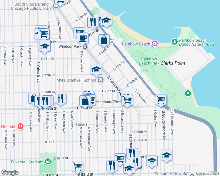 map of restaurants, bars, coffee shops, grocery stores, and more near in Chicago