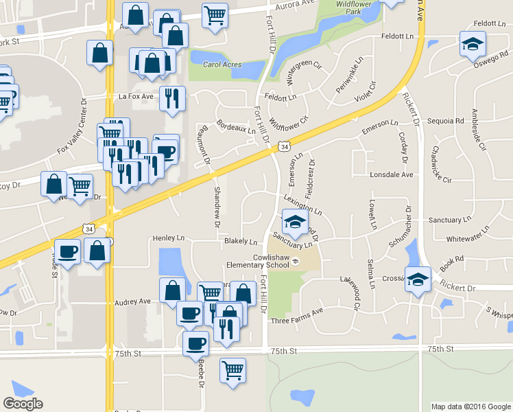 map of restaurants, bars, coffee shops, grocery stores, and more near 907 Pimpernel Court in Naperville