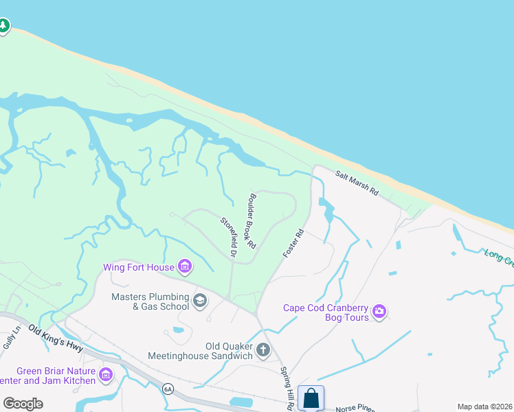 map of restaurants, bars, coffee shops, grocery stores, and more near 28 Boulder Brook Road in Sandwich