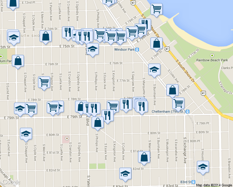 map of restaurants, bars, coffee shops, grocery stores, and more near in Chicago