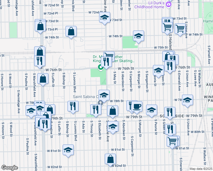 map of restaurants, bars, coffee shops, grocery stores, and more near in Chicago