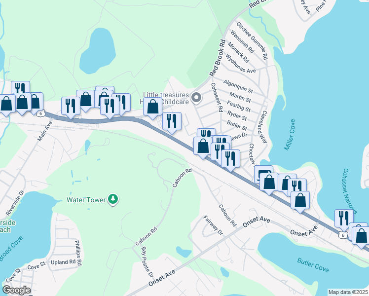 map of restaurants, bars, coffee shops, grocery stores, and more near 3131 U.S. 6 in Wareham