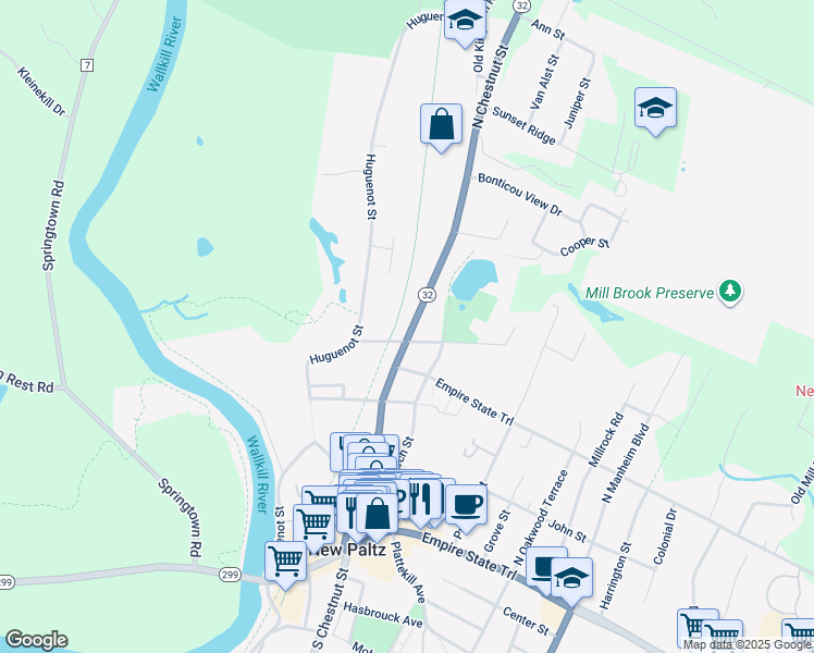 map of restaurants, bars, coffee shops, grocery stores, and more near 91 North Chestnut Street in New Paltz