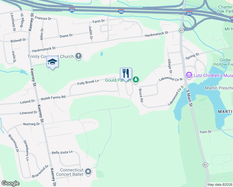 map of restaurants, bars, coffee shops, grocery stores, and more near 34 Northview Drive in Manchester