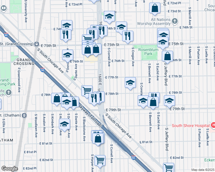 map of restaurants, bars, coffee shops, grocery stores, and more near in Chicago