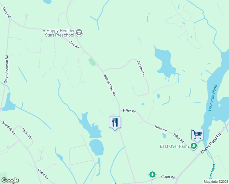 map of restaurants, bars, coffee shops, grocery stores, and more near 317 Walnut Plain Road in Rochester