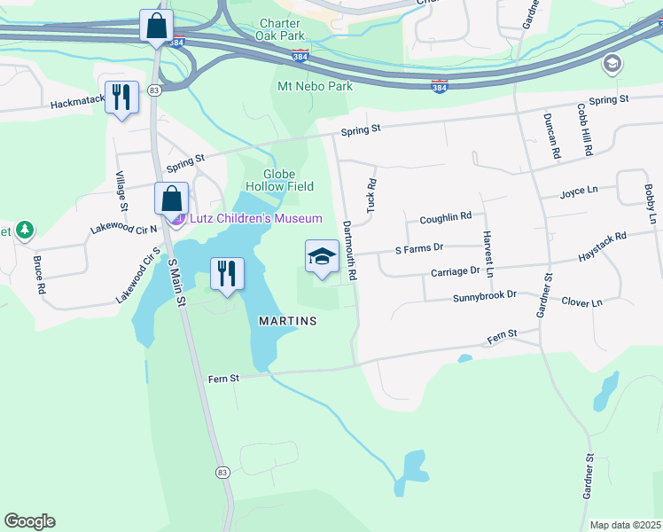 map of restaurants, bars, coffee shops, grocery stores, and more near 140 Dartmouth Road in Manchester