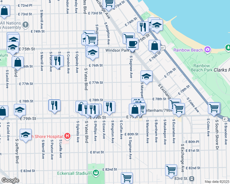 map of restaurants, bars, coffee shops, grocery stores, and more near in Chicago