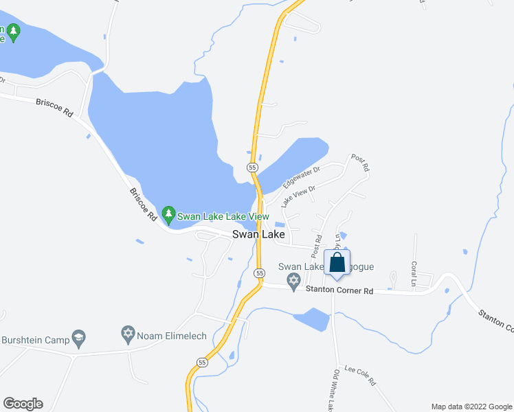 map of restaurants, bars, coffee shops, grocery stores, and more near 4803 Route 55 in Swan Lake