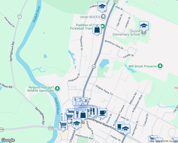 map of restaurants, bars, coffee shops, grocery stores, and more near 91 North Chestnut Street in New Paltz