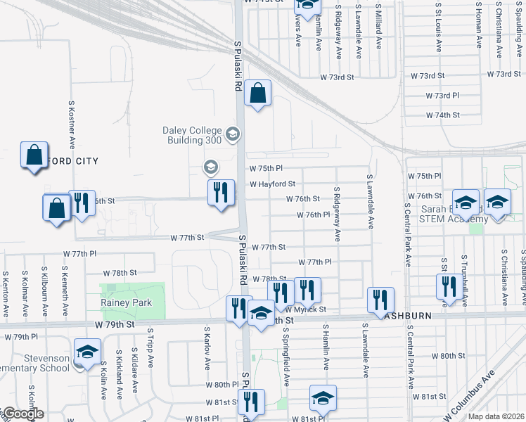 map of restaurants, bars, coffee shops, grocery stores, and more near 3919 West Pippin Street in Chicago
