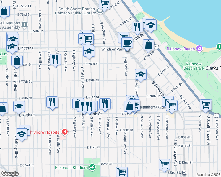 map of restaurants, bars, coffee shops, grocery stores, and more near in Chicago