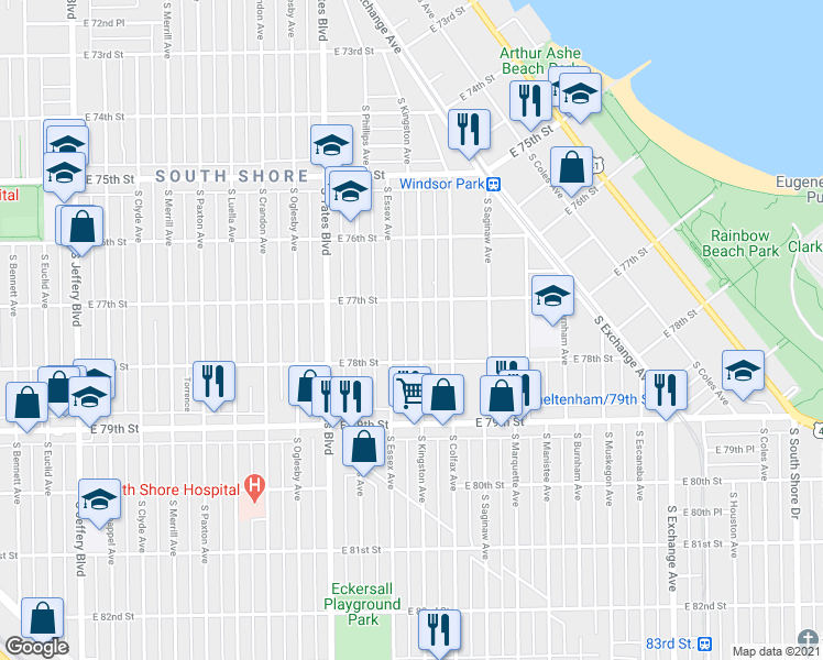 map of restaurants, bars, coffee shops, grocery stores, and more near in Chicago