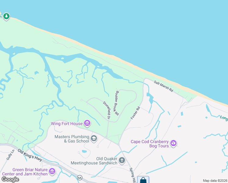 map of restaurants, bars, coffee shops, grocery stores, and more near 28 Boulder Brook Road in Sandwich