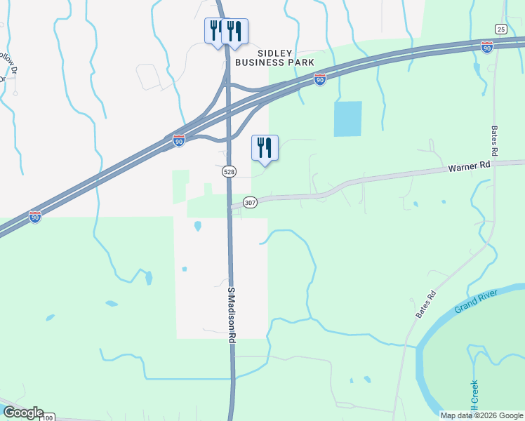 map of restaurants, bars, coffee shops, grocery stores, and more near 6766 Warner Road in Madison