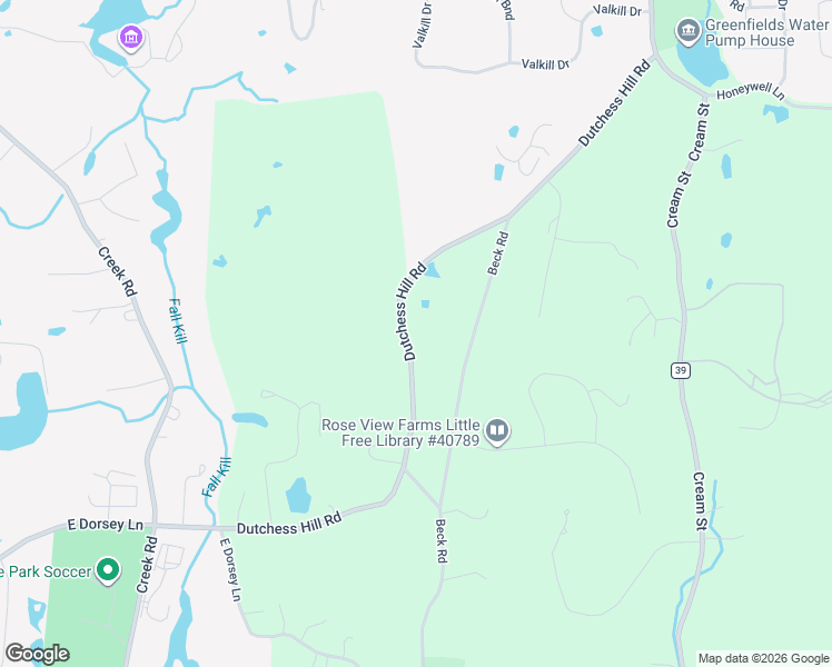 map of restaurants, bars, coffee shops, grocery stores, and more near 50 County Road 40 in Poughkeepsie