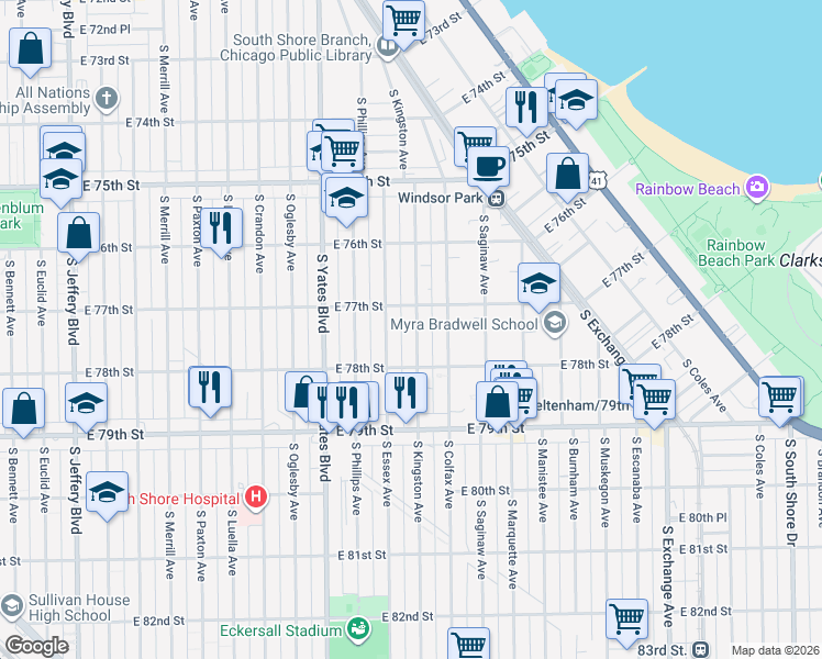 map of restaurants, bars, coffee shops, grocery stores, and more near in Chicago