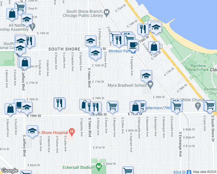 map of restaurants, bars, coffee shops, grocery stores, and more near in Chicago
