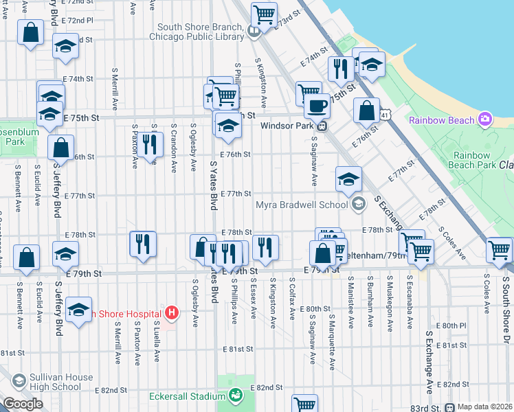 map of restaurants, bars, coffee shops, grocery stores, and more near in Chicago
