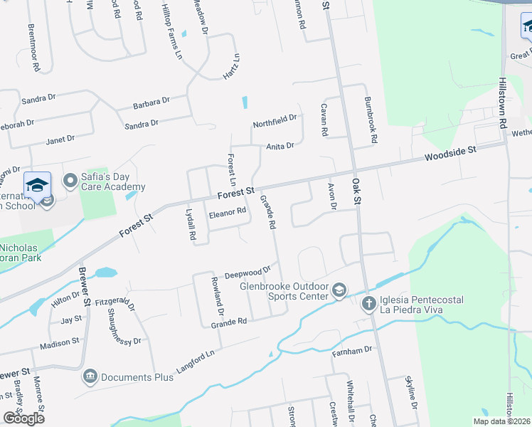 map of restaurants, bars, coffee shops, grocery stores, and more near 33 Grande Road in East Hartford
