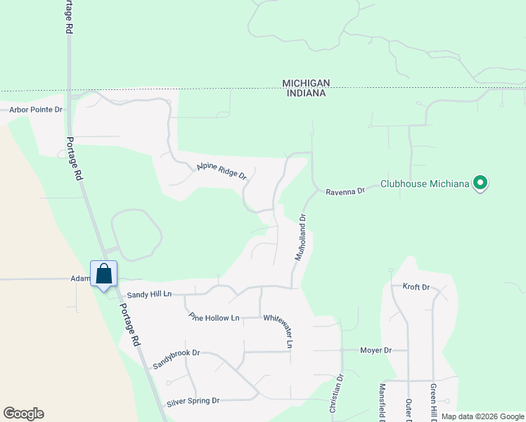 map of restaurants, bars, coffee shops, grocery stores, and more near Persimmon Drive in South Bend