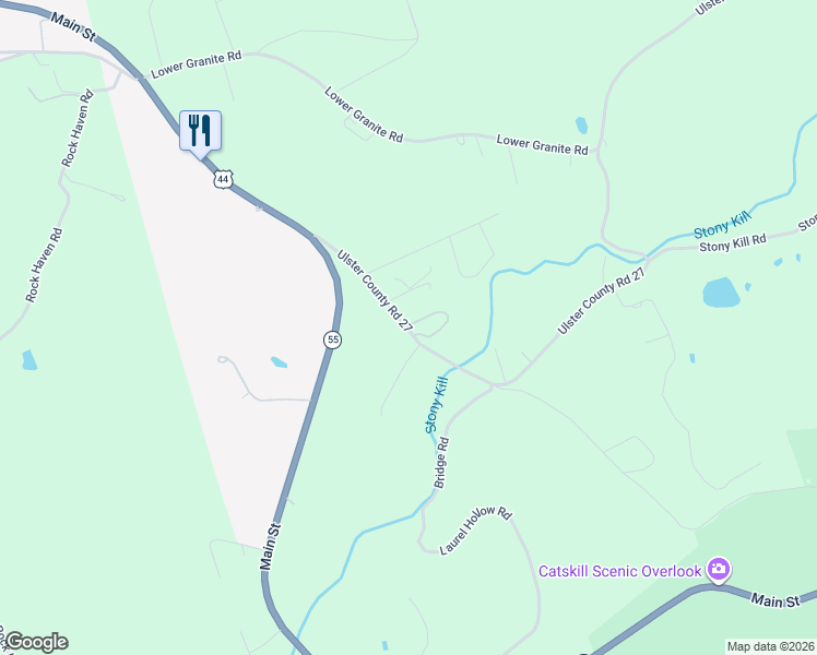 map of restaurants, bars, coffee shops, grocery stores, and more near 708 Granite Road in Kerhonkson
