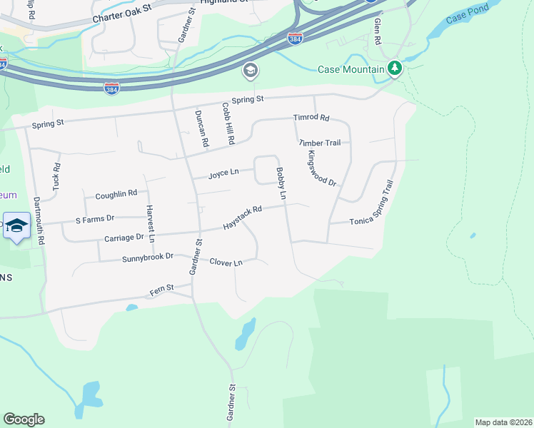 map of restaurants, bars, coffee shops, grocery stores, and more near 95 Haystack Road in Manchester