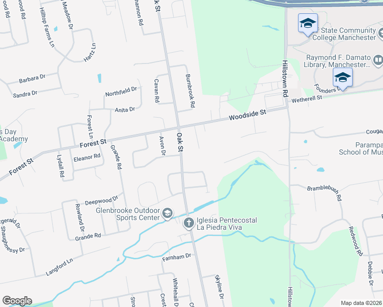 map of restaurants, bars, coffee shops, grocery stores, and more near 322 Oak Street in East Hartford