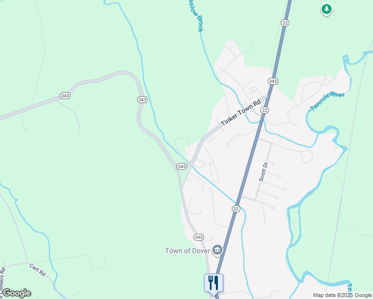 map of restaurants, bars, coffee shops, grocery stores, and more near 23 Tinker Town Road in Dover Plains