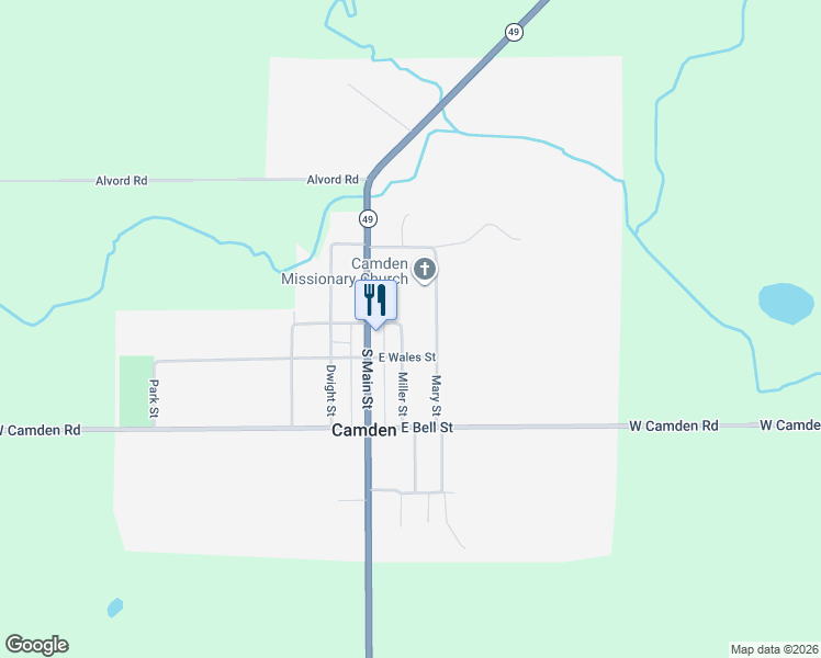 map of restaurants, bars, coffee shops, grocery stores, and more near 105 Miller Street in Camden