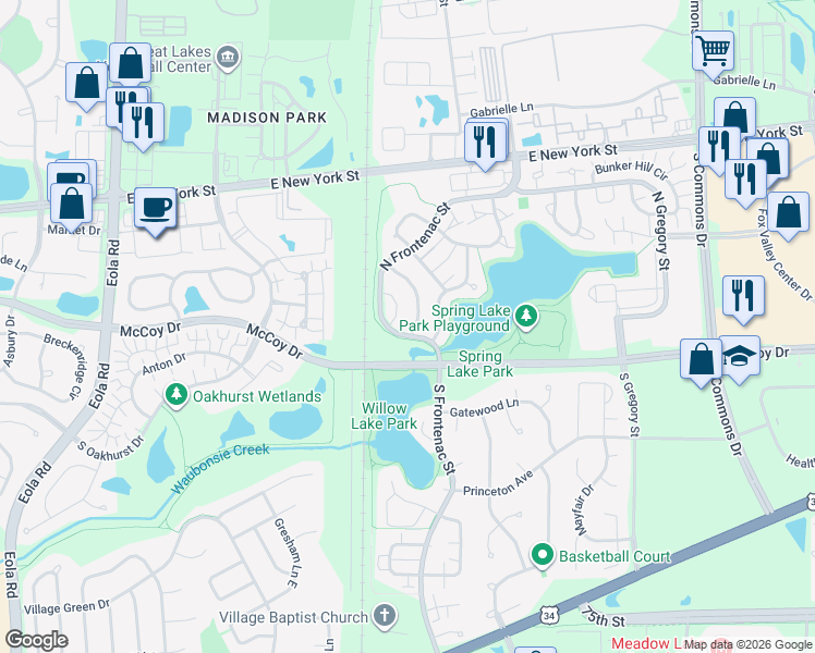 map of restaurants, bars, coffee shops, grocery stores, and more near 154 Half Moon Circle in Aurora