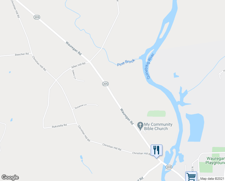 map of restaurants, bars, coffee shops, grocery stores, and more near 554 Wauregan Road in Brooklyn