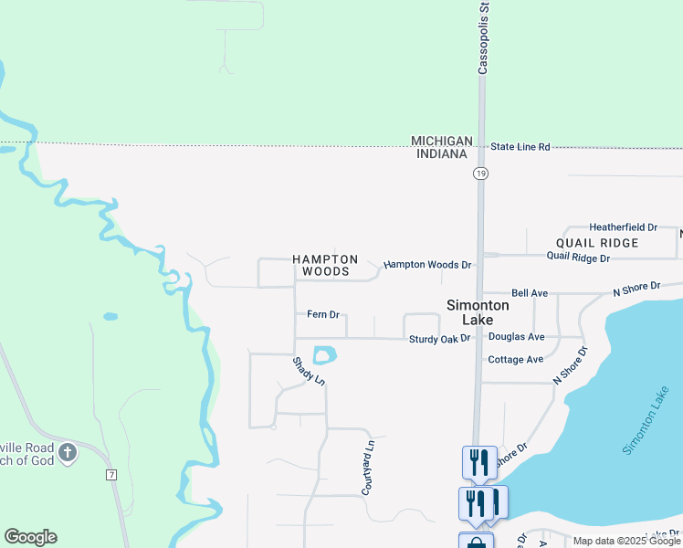 map of restaurants, bars, coffee shops, grocery stores, and more near 50812 Jonathan Drive in Elkhart