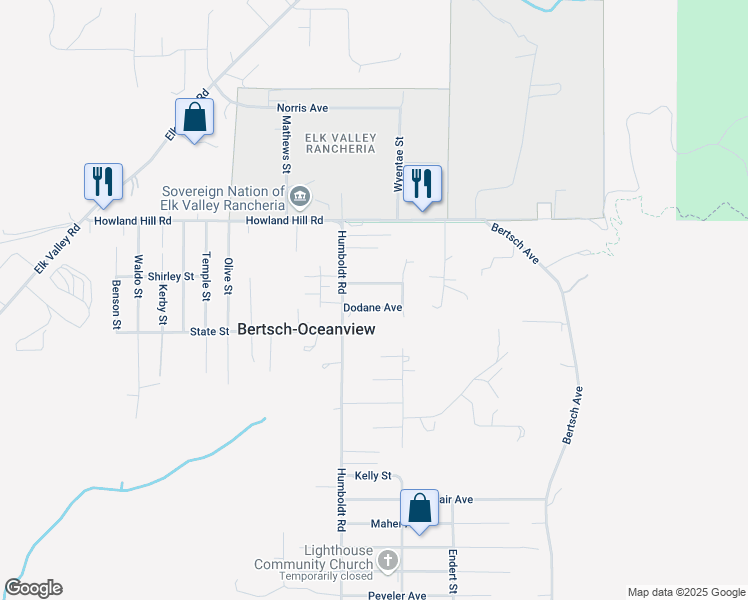map of restaurants, bars, coffee shops, grocery stores, and more near 2434 Dodane Avenue in Crescent City