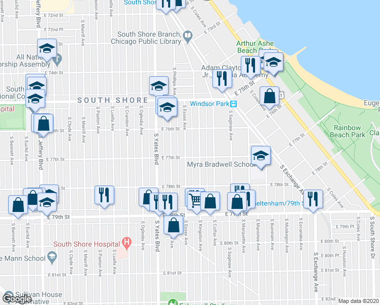 map of restaurants, bars, coffee shops, grocery stores, and more near in Chicago