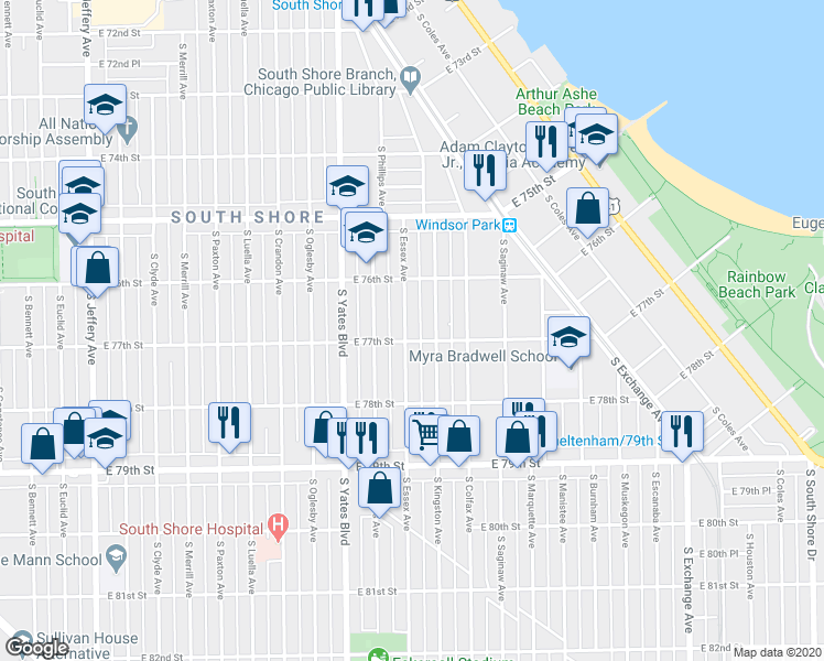 map of restaurants, bars, coffee shops, grocery stores, and more near in Chicago