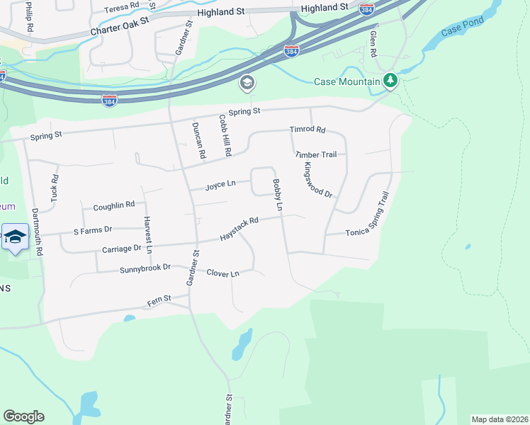 map of restaurants, bars, coffee shops, grocery stores, and more near 95 Haystack Road in Manchester