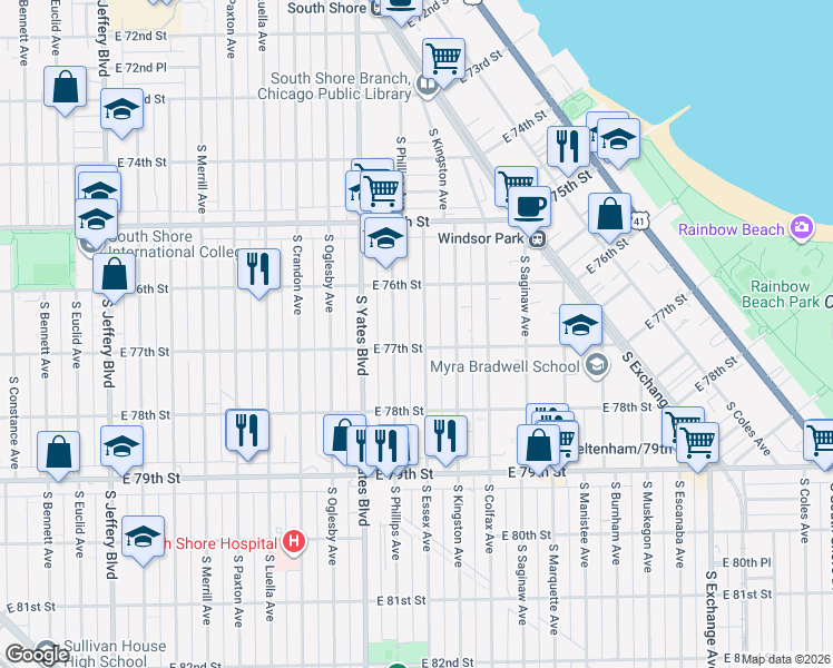 map of restaurants, bars, coffee shops, grocery stores, and more near in Chicago