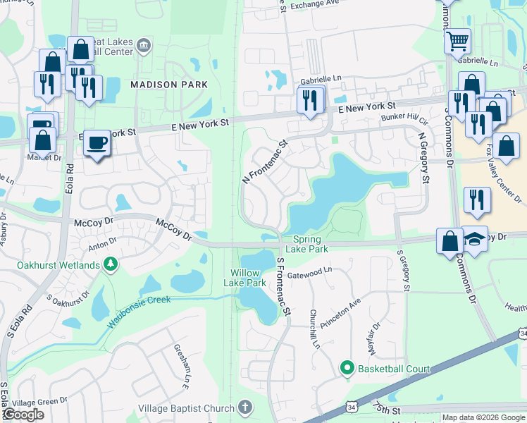 map of restaurants, bars, coffee shops, grocery stores, and more near 154 Half Moon Circle in Aurora