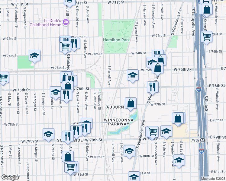 map of restaurants, bars, coffee shops, grocery stores, and more near in Chicago
