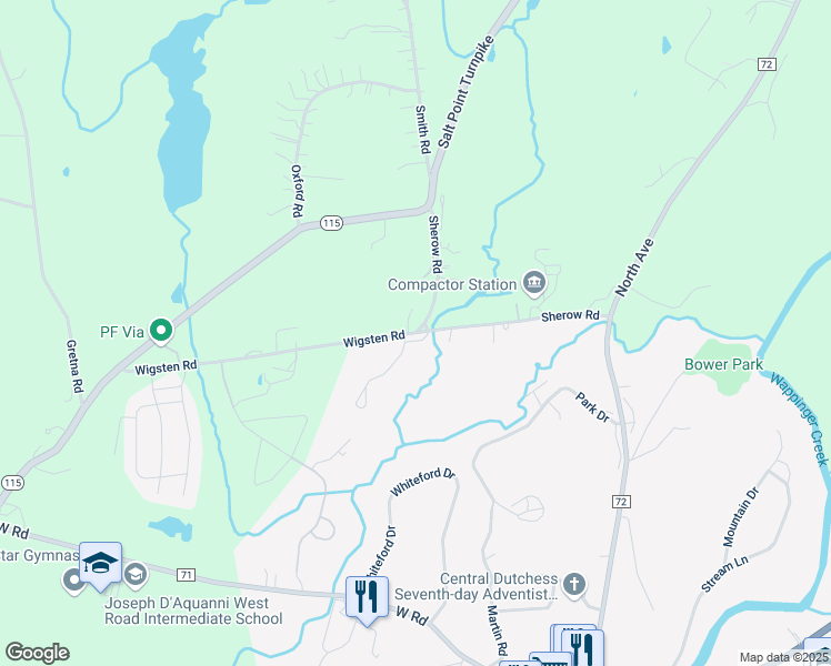 map of restaurants, bars, coffee shops, grocery stores, and more near Sherow Road & Wigsten Road in Pleasant Valley