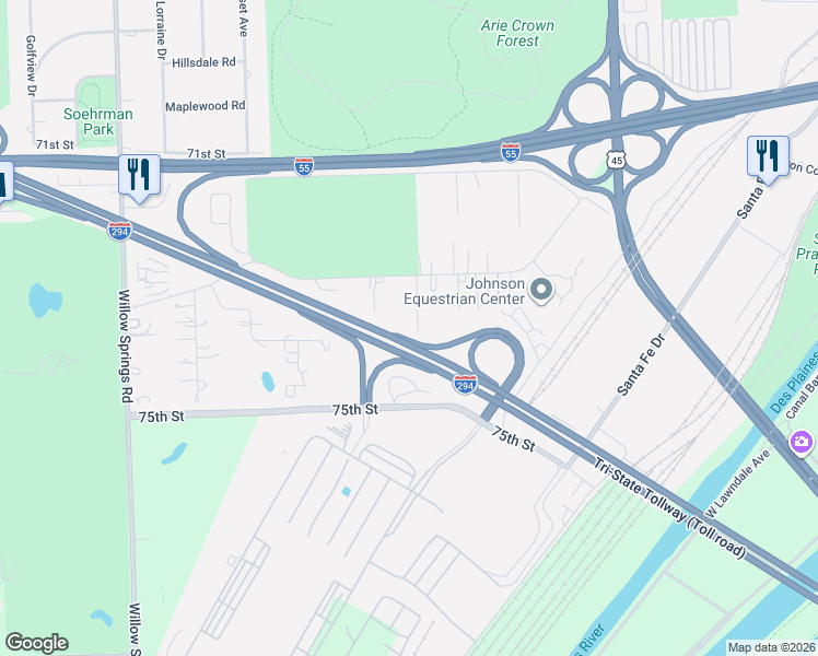 map of restaurants, bars, coffee shops, grocery stores, and more near 7334 Maridon Road in Countryside