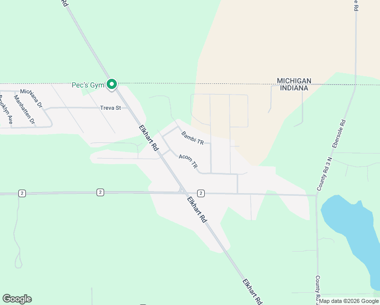 map of restaurants, bars, coffee shops, grocery stores, and more near 50870 Acorn TR in Elkhart
