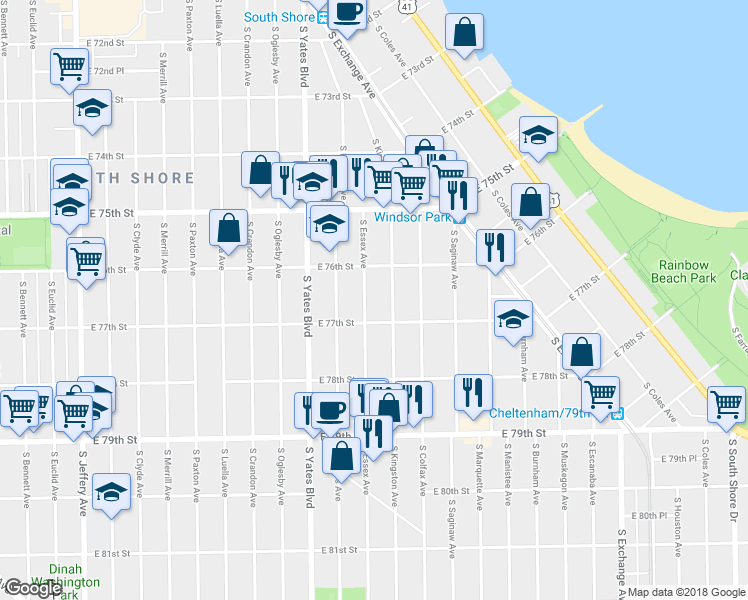 map of restaurants, bars, coffee shops, grocery stores, and more near in Chicago