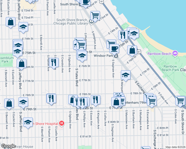 map of restaurants, bars, coffee shops, grocery stores, and more near in Chicago