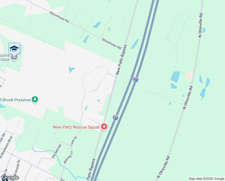 map of restaurants, bars, coffee shops, grocery stores, and more near County Road 17 in New Paltz