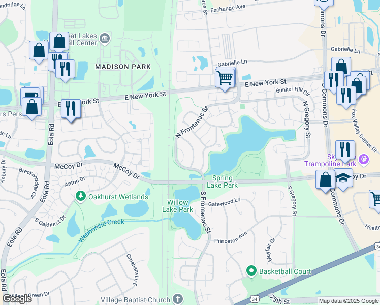 map of restaurants, bars, coffee shops, grocery stores, and more near 206 Half Moon Circle in Aurora