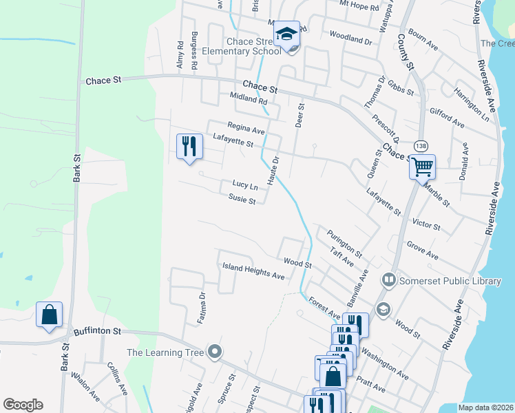 map of restaurants, bars, coffee shops, grocery stores, and more near 31 Lucy Lane in Somerset