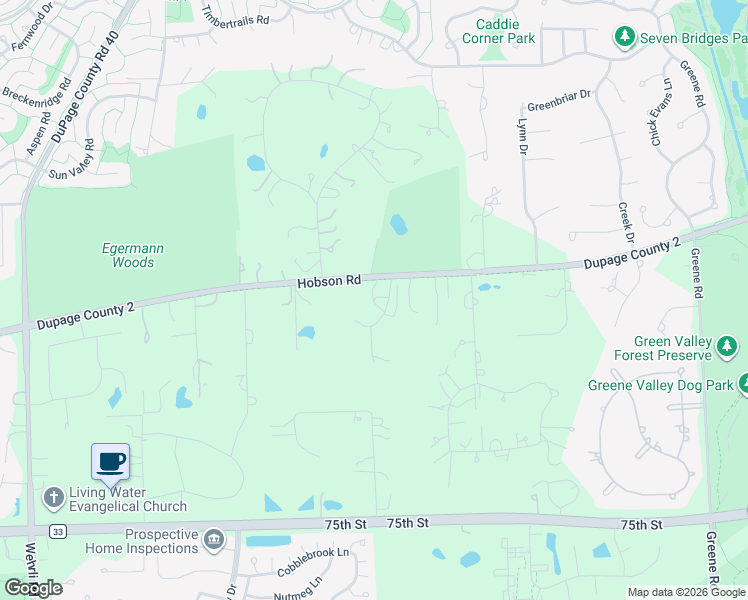 map of restaurants, bars, coffee shops, grocery stores, and more near 735 Southern DuPage County Regional Trail in Naperville